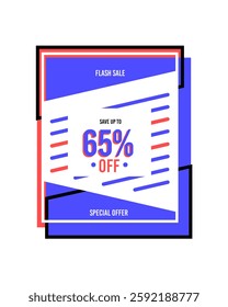 65% off sixty five percent off 65%off save up to 65, %, off, flash sale 65% special offer letters numbers blue red black white, white background, red blue black white designs.eps