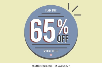 65% off sixty five percent off 65%off flash sale 65, %, off, special offer 65 % off retail letters numbers black white red, yellow background, ball drawings retro purple violet.eps