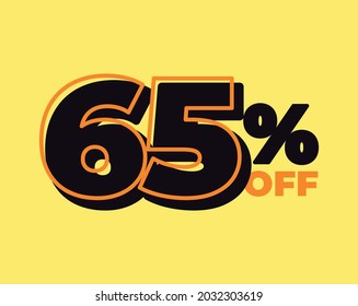 65% off tag sixty five percent discount black friday sale black letter yellow background