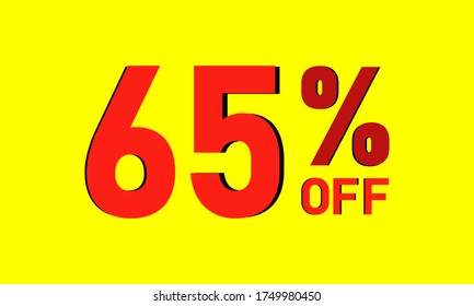 65% OFF texto en fondo amarillo