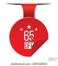 65% off Vector banner ribbon design.