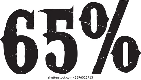 65 Percent Discount Offer Number Typography Style A0450