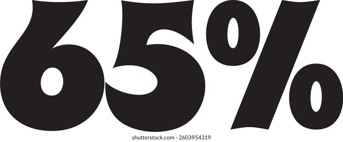 65 Percent Discount Offer Number Typography Style A0051
