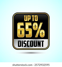 Up to 65 percent discount, Sale tags. Sale offer sign. Special offer symbol. Discount promotion