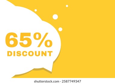 65 percent discount speech bubble, flat banner icon for advertising or announcement. vector element.