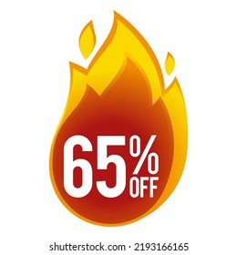 65 percent off - discount big sales - fireball icon