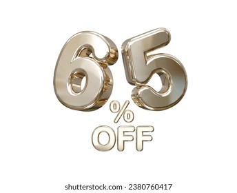 65 percent off discount sale 3d rendering text illustration