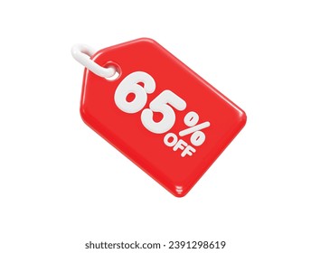 65 percent off discount sale icon 3d render illustration