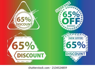 65 percent off new offer logo and icon design template