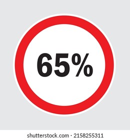 65 Percent off  on gray Background, Special Offer 65% Discount Tag, Sale Up to 65 Percent Off,big offer, Sale, Special Offer Label, Sticker, Tag, Banner, Advertising, offer Icon