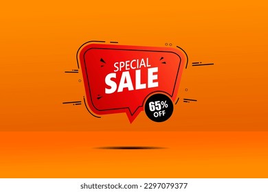 65 percent off sale . Special offer badge. Sale coupon bubble icon. can used for business store