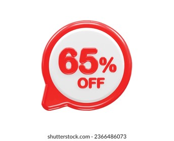 65 percent off text effect 3d rendering illustration