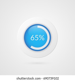 65 percent pie chart. Percentage vector infographics. Circle diagram isolated symbol. Business illustration icon for marketing presentation, project, planning, download, report, web design