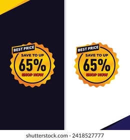 65 percent Sale tags set vector badges template