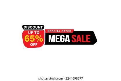 65 Percent THIS MONTH offer, clearance, promotion banner layout with sticker style.