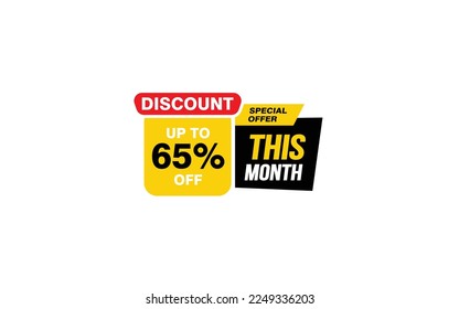 65 Percent THIS MONTH offer, clearance, promotion banner layout with sticker style.
