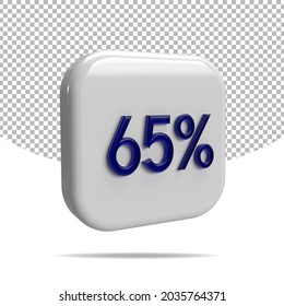 65 percentage 3D render, transparent
