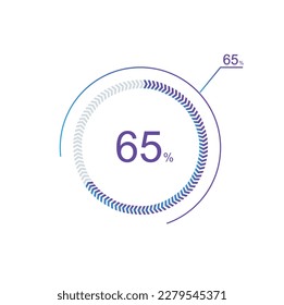65% percentage infographic circle icons,65 percents pie chart infographic elements for Illustration, business, web designز