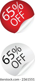 65% sale discount stickers suitable for many uses	