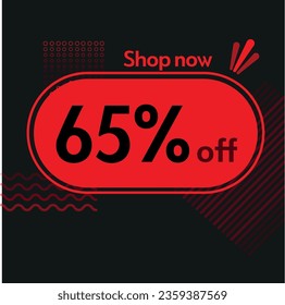 65% Shop now vector red and black elements black friday buy now online shop sticker marketing