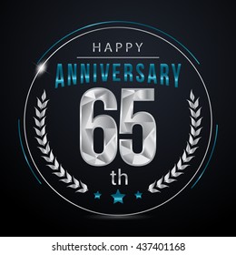 65 Silver anniversary logo, low poly design number