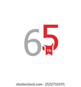 65 Th Simple Anniversary Number Design Collection Gold