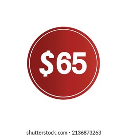 $65 USD sticker vector illustration.