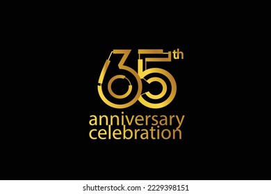 65 year anniversary celebration abstract style logotype. anniversary with gold color isolated on black background, vector design for celebration vector