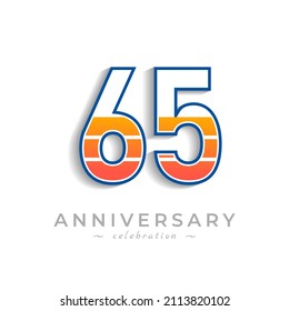 65 Year Anniversary Celebration with Charging Icon Battery for Celebration Event, Wedding, Greeting card, and Invitation Isolated on White Background