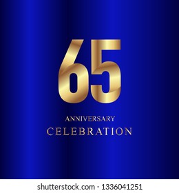 65 Year Anniversary Celebration Gold Blue Vector Template Design Illustration
