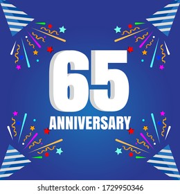 65 year anniversary celebration, vector design for celebrations, invitation cards and greeting cards