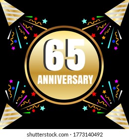 65 year anniversary celebration, vector design for celebrations, invitation cards and greeting cards