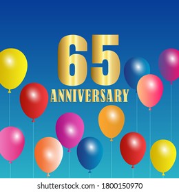 Celebración del 65 aniversario, diseño vectorial para celebraciones, tarjetas de invitación y tarjetas de felicitación