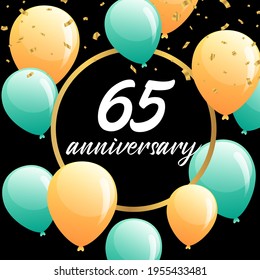 Celebración del 65 aniversario, diseño vectorial para celebraciones, tarjetas de invitación y tarjetas de felicitación