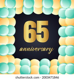 65 year anniversary celebration, vector design for celebrations, invitation cards and greeting cards