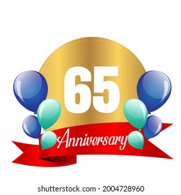 65 year anniversary celebration, vector design for celebrations, invitation cards and greeting cards