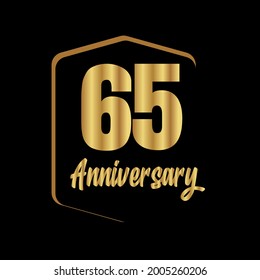 Celebración del 65 aniversario, diseño vectorial para celebraciones, tarjetas de invitación y tarjetas de felicitación