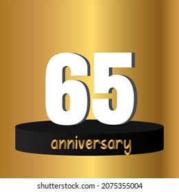 Celebración del 65 aniversario, diseño vectorial para celebraciones, tarjetas de invitación y tarjetas de felicitación