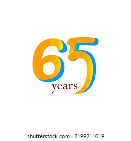 Ilustración de diseño de plantillas vectoriales de celebración de 65 años