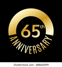 65 year anniversary icon. 65th celebration template for banner, invitation, birthday. Vector illustration.