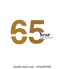 65 Year Anniversary Logo Vector Template Design Illustration gold and white