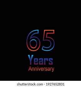 65 Year Anniversary Logo Vector Template Design Illustration Rainbow