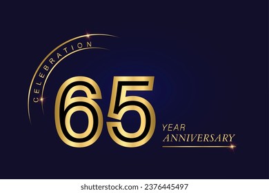 65 year anniversary vector banner template.Dark Blue Golden Royal anniversary Graphics Background.Growing Elegant Shine Spark. Luxury Premium Corporate Abstract Design Template.modern Shape Post.