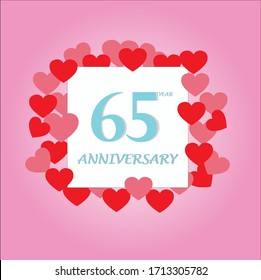 65 year anniversary, vector design with love for celebrations, invitation cards and greeting cards