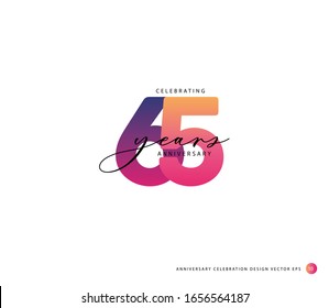 65 years anniversary or birthday celebration design template Vector.
