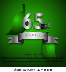65 Years anniversary celebration 3D vector template design illustration