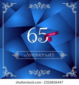 65 Years anniversary celebration 3d vector template design illustration