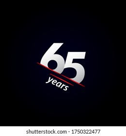 65 Years Anniversary Celebration Black and White Vector Template Design Illustration