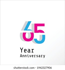 65 Years Anniversary Celebration Color Vector Template Design Illustration