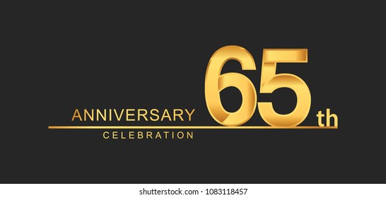 65 years anniversary celebration with elegant golden color isolated on black background, design for anniversary celebration.
